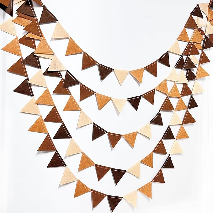 Brown Party Decorations Ombre Brown Felt Hanging Triangle Mini Bunting Pennant by pinkblume