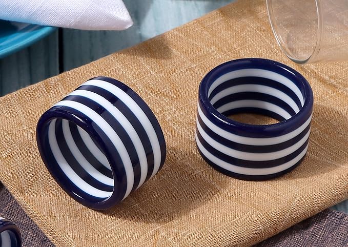 Set of 12 Epoxy Napkin Rings – Elegant Navy Blue & White Napkin Holders - Image 4