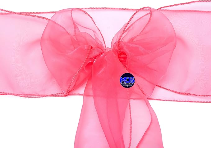 MDS Pack of 25 PCS Organza Chair Sashes Wider Dining Chair Bows Ribbon Tie Back - Image 4