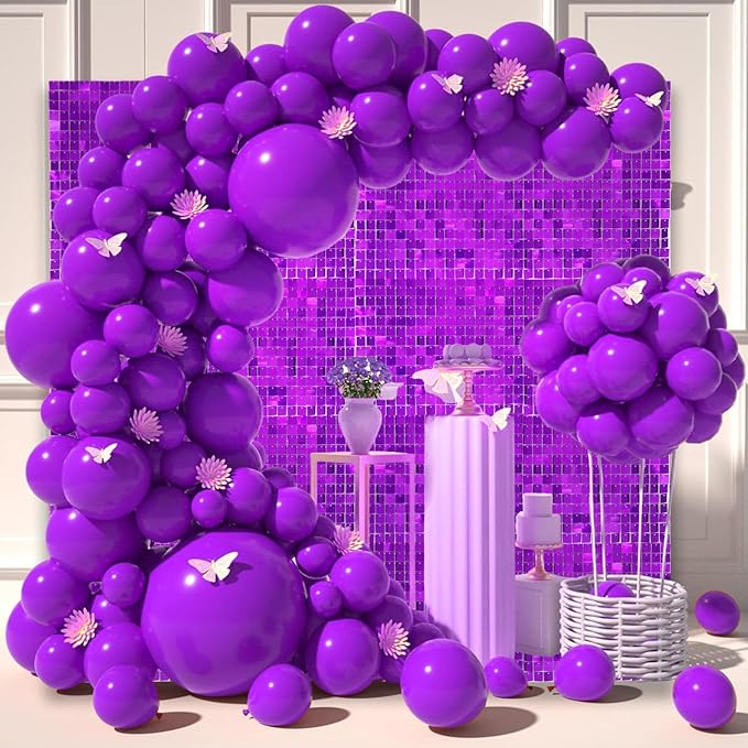 12PCS Purple Shimmer Wall Backdrop, Square Sequin Photo Backdrops Panel - Image 5