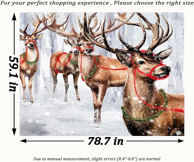 QGHOT Winter Tapestry Wall Hanging Winter Forest Backdrop Christmas Snowy Deer - Image 7