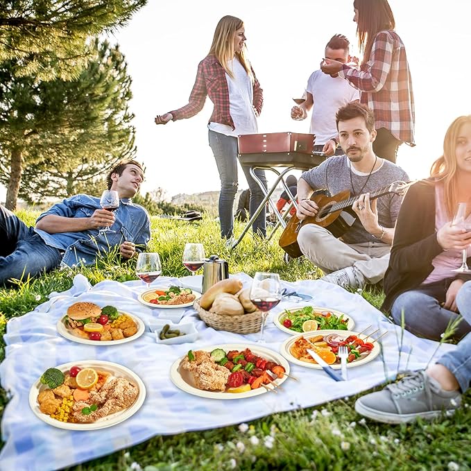 Vplus 300 Pack 100% Compostable Oval Paper Plates 12 inch Super Strong - Image 7