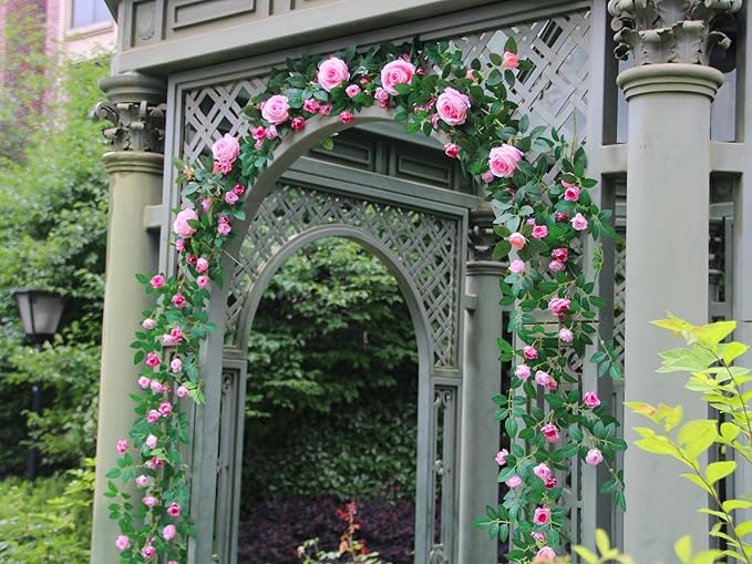 6FT Pink Flower Garland Artificial Rose Vines Hanging Floral Garland - Image 9