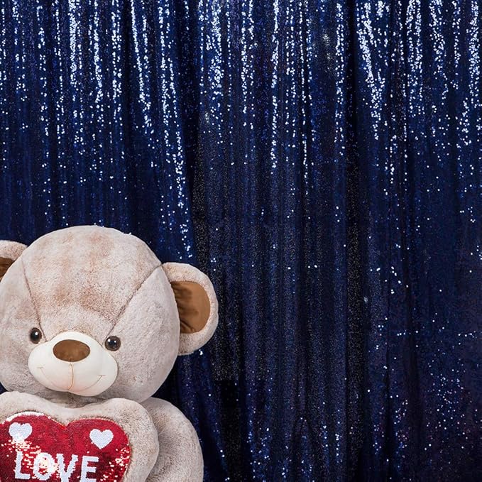 JYFLZQ Navy Blue Sequin Backdrop Curtains 4ft x 6.5ft 1 Panel Glitter Photo by JYFLZQ