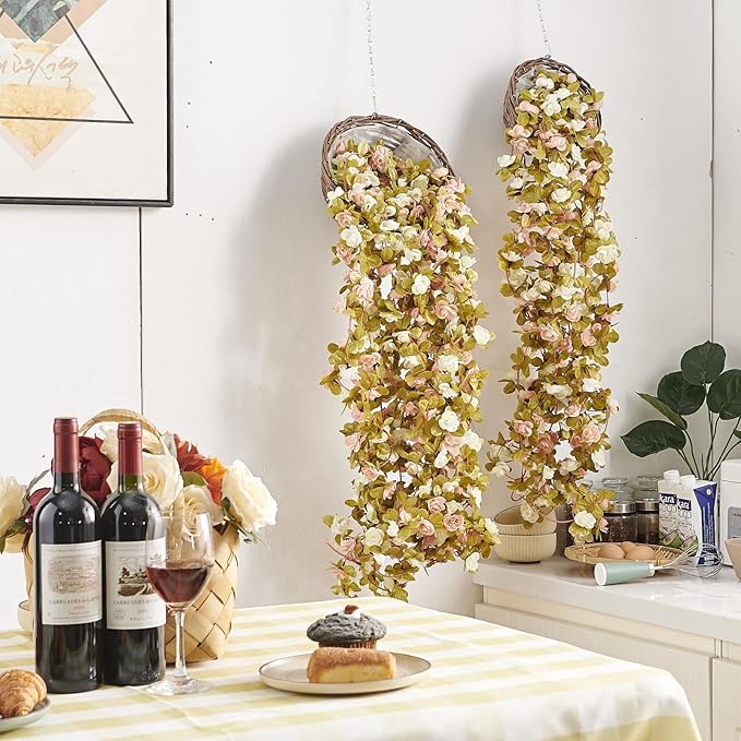 8 Pcs x 8.2 ft Flower Garland Artificial Rose Vine Flowers - Image 2