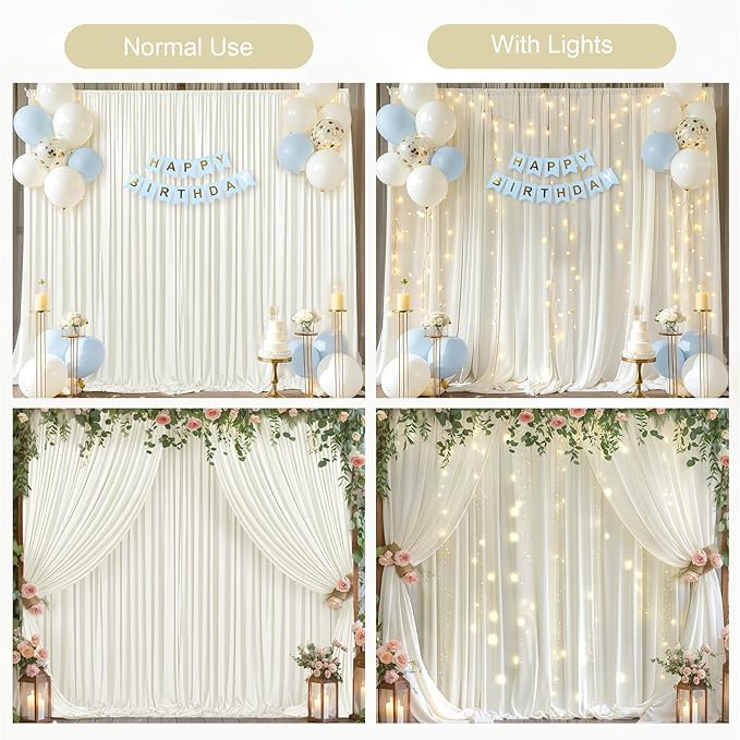 Ivory Backdrop Curtains with Lights - Image 3