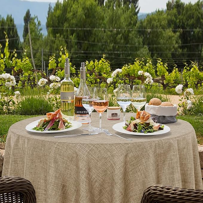 Fitable Faux Linen Round Tablecloths 60 Inch in Diameter - Image 4