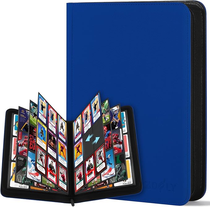 9 Pocket Trading Card Zip Binder, 30 Pack Side-Loading Card Album, Ringless by Zofly
