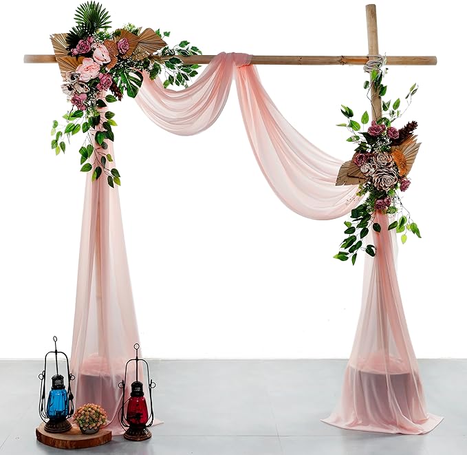 VDS Pack of 2 Panel Wedding Arch Draping Fabric Sheer Chiffon Fabric Drapery - Image 2