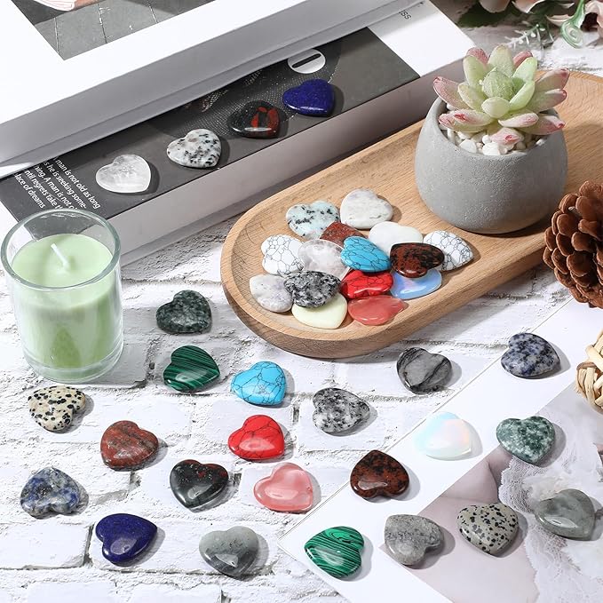Nuenen 40 Pcs 1 Inch Worry Stone Bulk Crystals Heart Shaped Rock Tiny Trinkets - Image 4