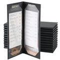12 Pack 2 View Menu Holder Menu Covers 4.25" x 11" | Black Leather Menu Sleeves by AMGSH