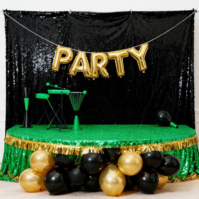Sequin Backdrop Black Curtain 6 Panels 2ftx8ft Sparkly Party Background Drape - Image 7