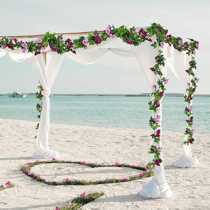 Floweroyal 2 Pack Artificial Flower Garlands 15.8FT Fake Rose Vines Silk - Image 7