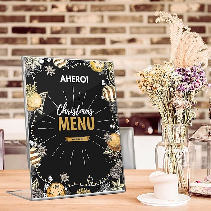Aheroi 12Pcs Acrylic Sign Holder, 5x7 Clear Sign Holders, L-Shape Table Sign - Image 7