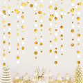46 Feet White and Gold Circle Dots Garland Hanging Paper Polka Dots Streamer by pinkblume