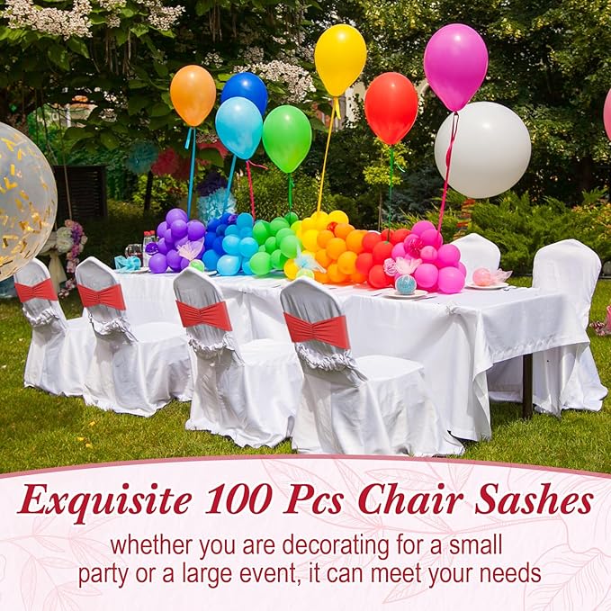 Moukeren 100 Pcs Spandex Chair Sashes Bows Bands Slider Sashes - Image 5
