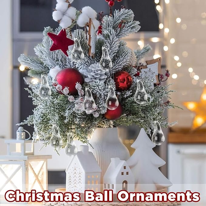 30 Pcs Clear Glass Teardrop Christmas Ornaments Crystal Raindrop Hanging - Image 7