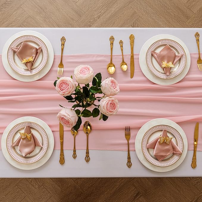 6Pack 9ft Chiffon Table Runner 14x108 Inch Sheer Romantic Table Runner - Image 3