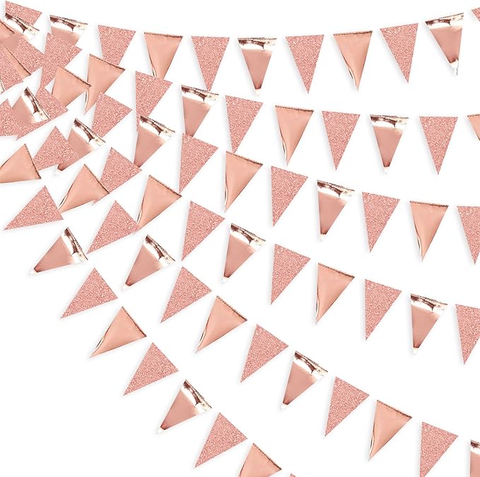 30Ft Rose Gold Party Decoration Rose Pink Triangle Pennant Banner Blush Pink by pinkblume
