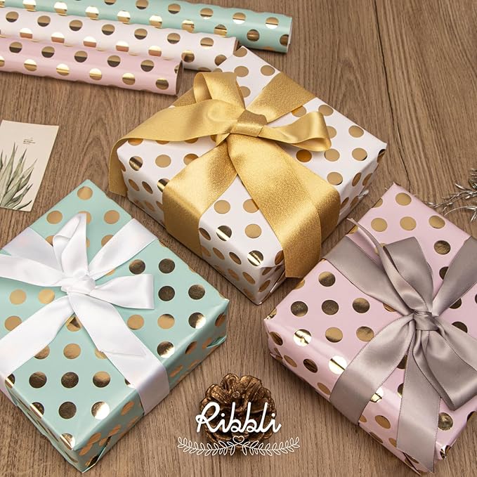 Ribbli Birthday Wrapping Paper Polka Dots Gift Wrap - Image 6