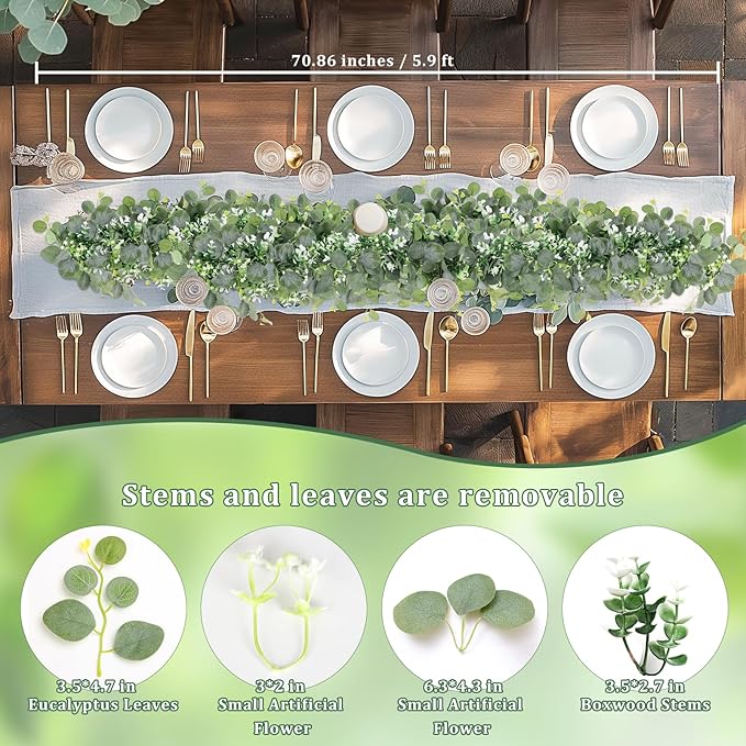 N&T NIETING 2 Pack Artificial Eucalyptus Garland - Image 3