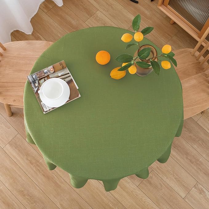 NLMUVW Round Table Cloth 48 Inch, Olive Green Small Tablecloth Linen Farmhouse - Image 6