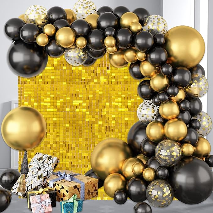 24PCS Gold Shimmer Wall Backdrop, Square Sequin Backdrops Panel, Glitter Wall - Image 5