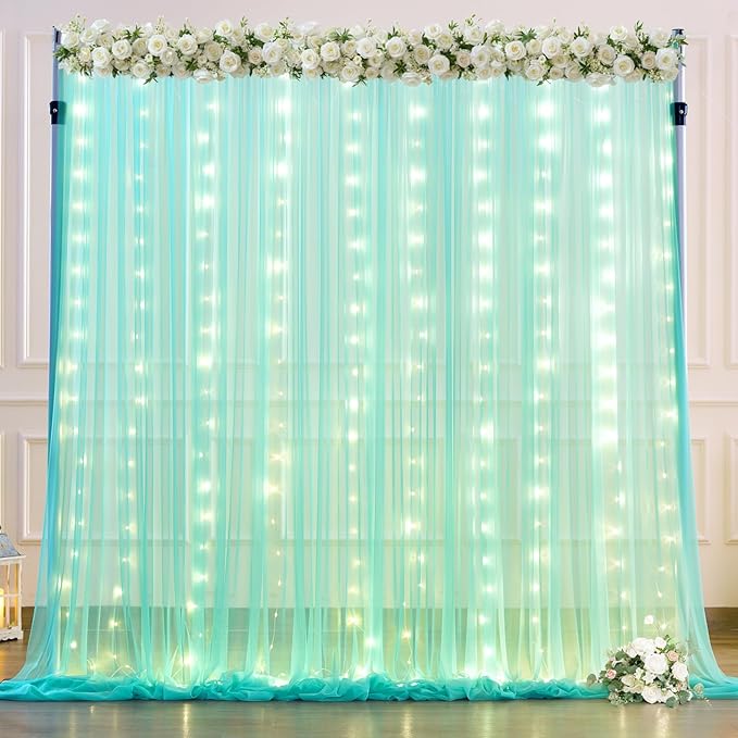 Sage Green Tulle Backdrop Curtains by Suppromo
