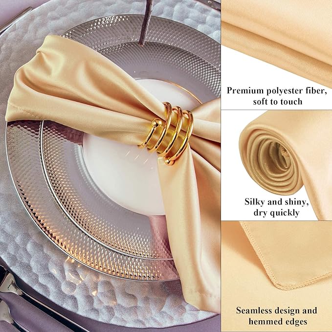 Aneco 24 Pieces Satin Napkin Square 20 x 20 Inches Dinner Napkins Weddings - Image 3