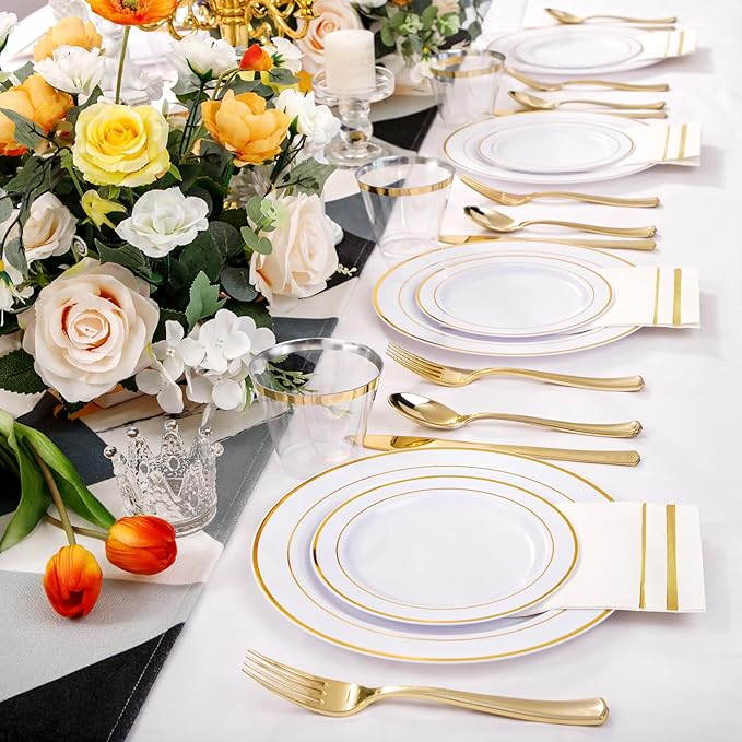 NOCCUR 700PCS Gold Plastic Plates - Image 6