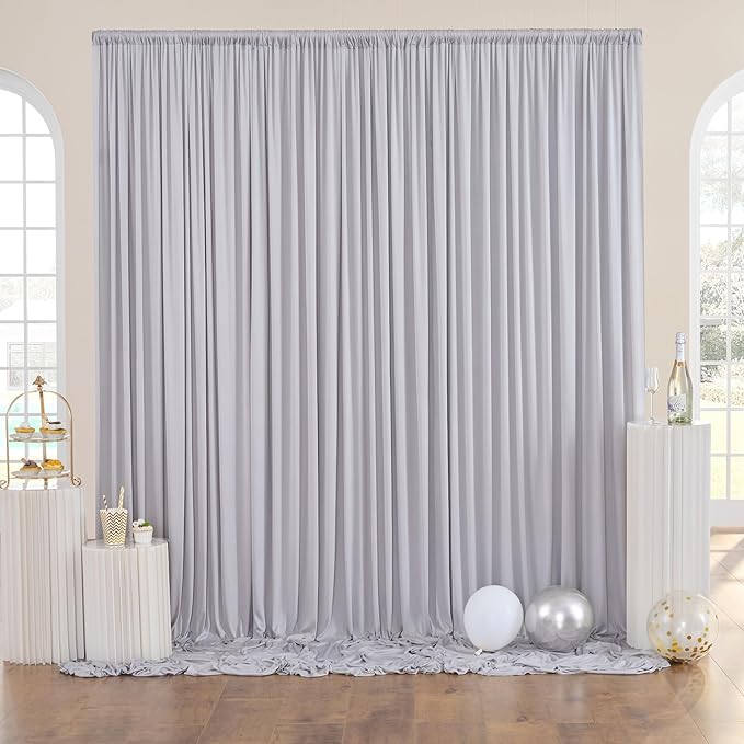 10 ft x 10 ft Wrinkle Free Silver Backdrop Curtain - Image 4