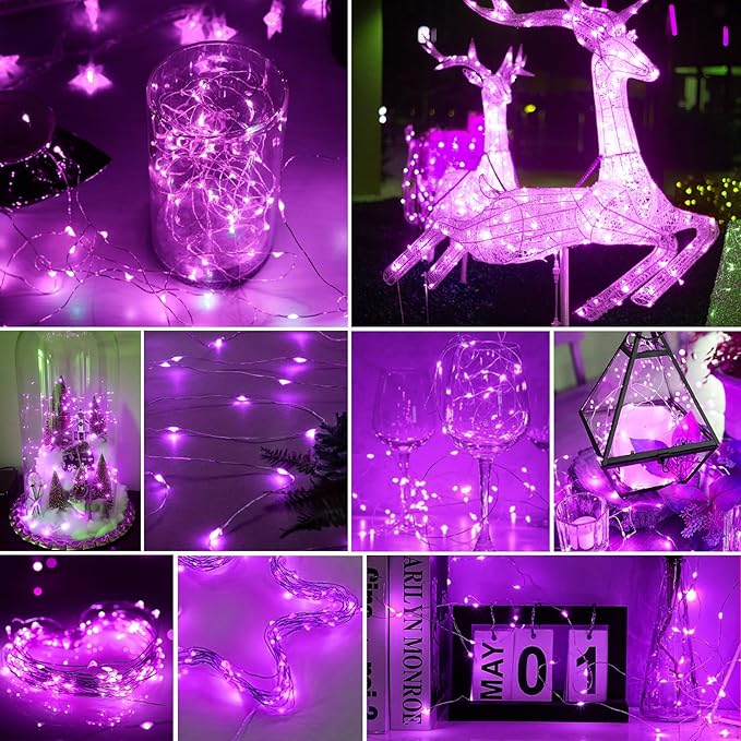 pozzolanas 24 Pack Pink Battery Operated String Lights - 7ft Waterproof Fairy - Image 7