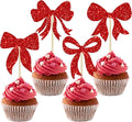 Gyufise 36Pcs Bow Cupcake Toppers Glitter Bowknot Cupcake Picks Bow Tie by Gyufise
