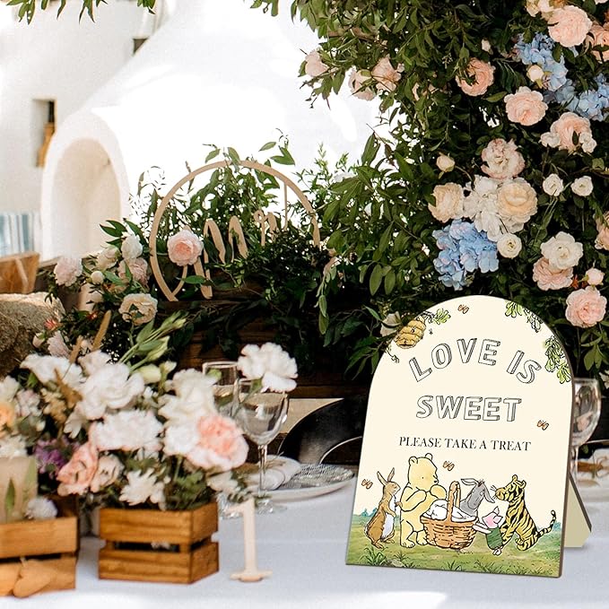 Classic Pooh Love is Sweet Please Take A Treat Sign, Winnie Decor Bridal Shower - Image 6