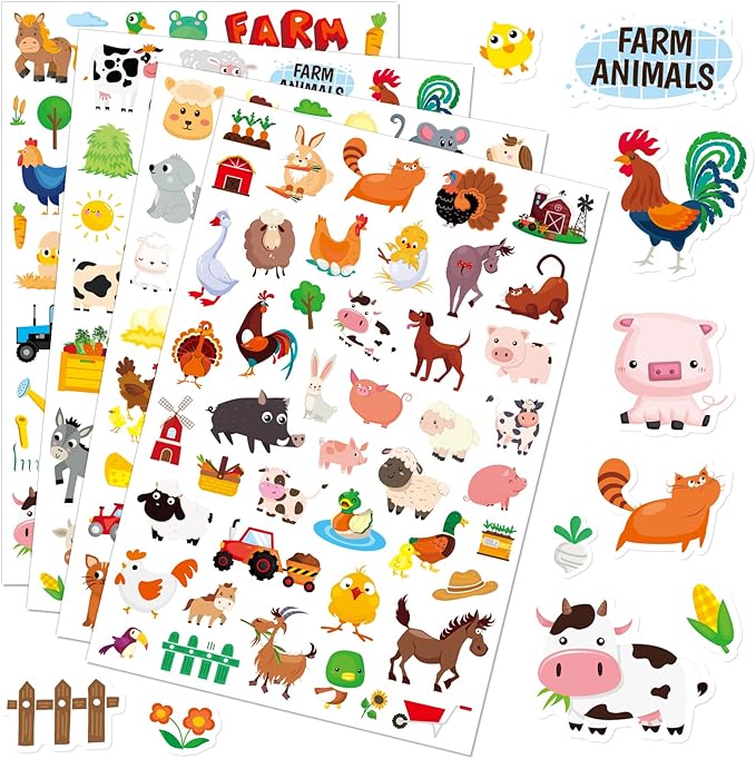 Farm Animal Stickers Cute Farm Barnyard Cow Sheep Horse Decal Sticker 875 by MoShining
