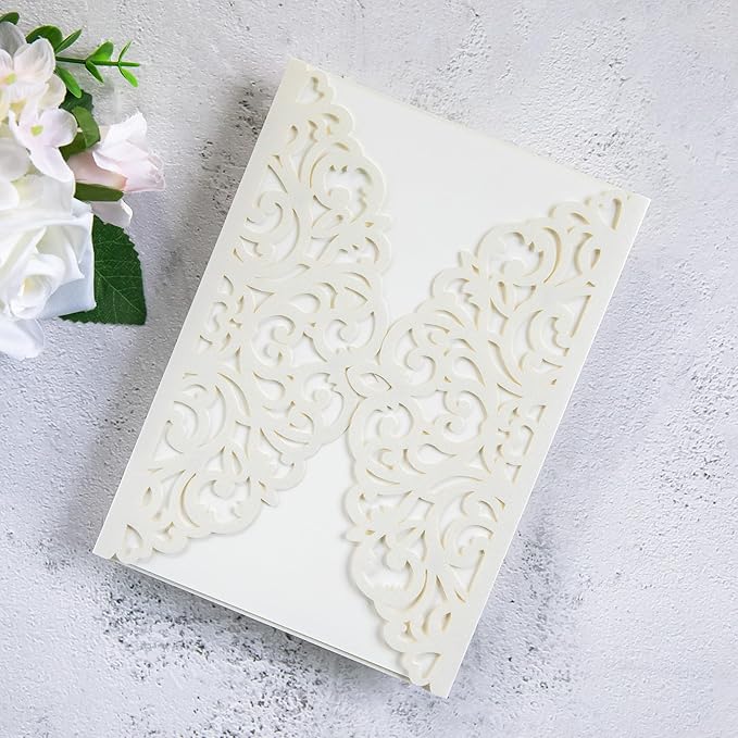 20Pcs Ivory Laser Cut Invitation Cards - Image 2