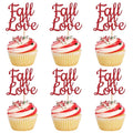 24 PCS Fall in Love Cupcake Toppers Glitter Fall Theme Party Cupcake Picks by ZHUOWEISM