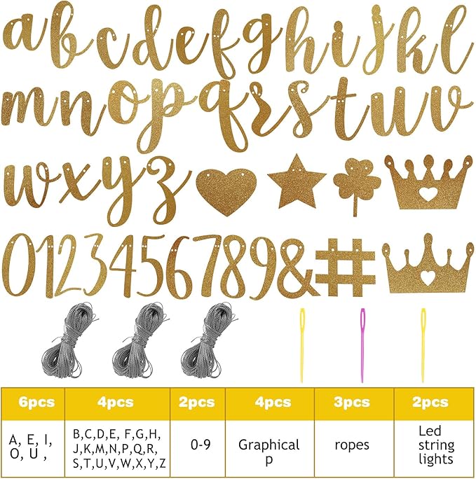 TaoBary 167 Pcs DIY Banner Kit Happy Birthday Glitter Banner Customizable - Image 2
