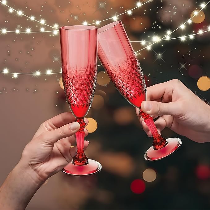 Plastic Champagne Flutes, for Christmas Weddings Bachelor Parties Toasting and - Image 6