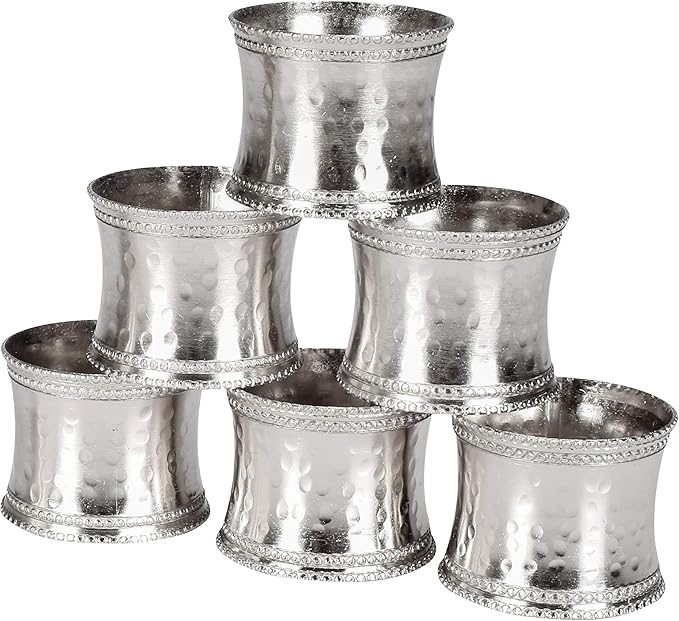 Silver Napkin Rings Set of 12, Heavy Duty Metal Napkin Holder Buckles, Fall - Image 4