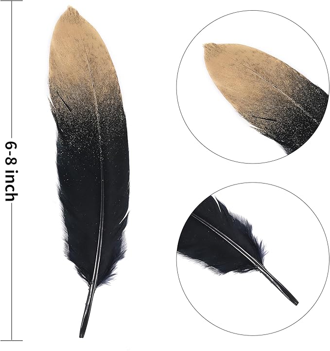 Larryhot Dipped Gold & Black Goose Feathers - Image 3