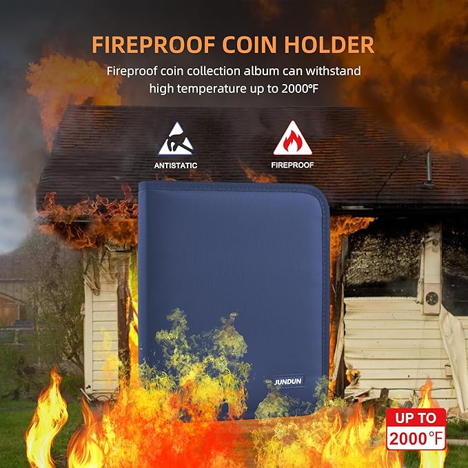 Coin Collection Book for Collector, 260 Pockets Fireproof Coin Collection - Image 2