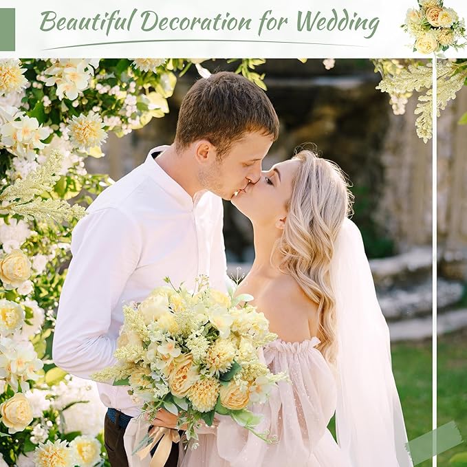 Zeyune 8 Pcs Wedding Silk Flowers Fake Silk Flowers Faux Bouquet Hydrangea - Image 4