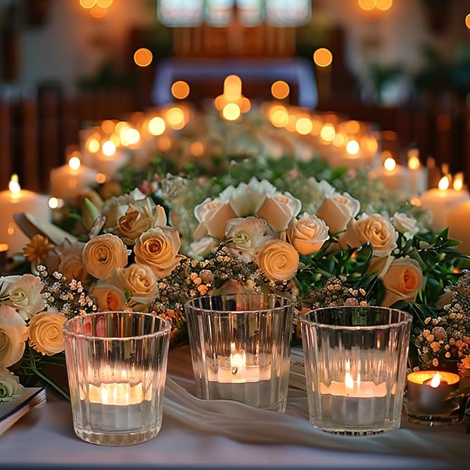 ComSaf Votive Candle Holders, Ribbed Tealight Candle Holder - Image 6