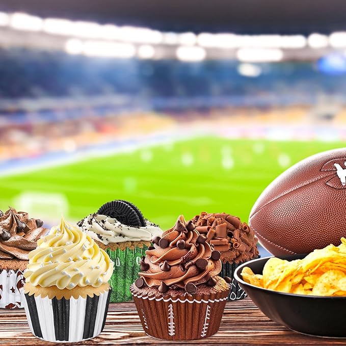 Whaline 600Pcs Football Cupcake Liners 6 Styles Rugby Cupcake Wrappers Baking - Image 5