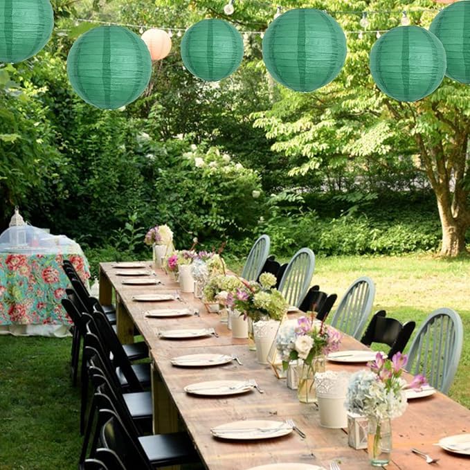 BEISHIDA 12-Inch Green Round Paper Lanterns Hanging Decorative Chinese Paper - Image 4