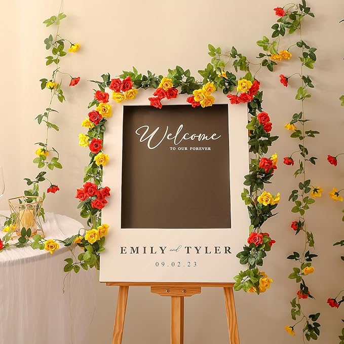Floweroyal 4 Pack Artificial Flower Garlands 15.8FT Fake Rose Vines Silk - Image 4