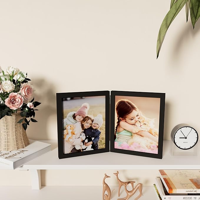 decorUhome Double 8x10 Picture Frame Vertical, Engineered Wood Bifold Photo - Image 8