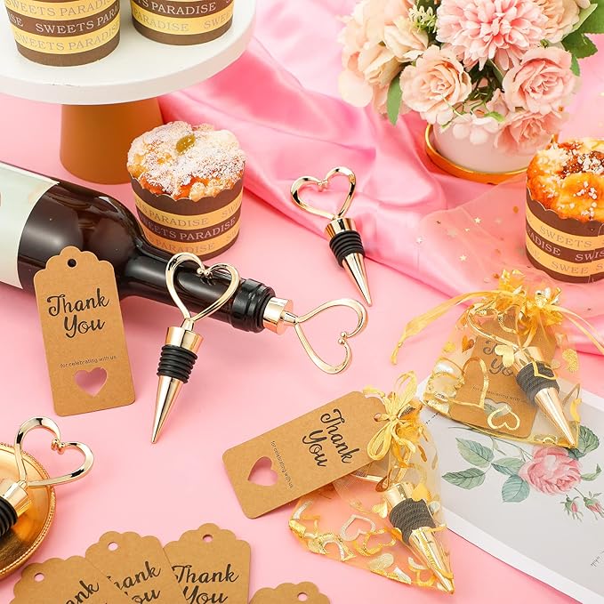 Buryeah 24 Set Wedding Heart Shaped Wine Stopper Party Favors Bulk Beverage - Image 4