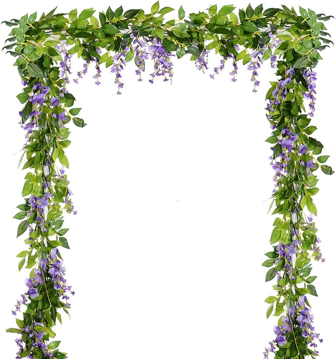 DearHouse 4Pcs 6.6Ft/Piece Artificial Flowers Silk Wisteria Garland Artificial - Image 4
